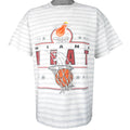 NBA (Saturdays Hero) - Miami Heat Striped T-Shirt 1990 X-Large Retro Vintage
