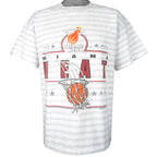 NBA (Saturdays Hero) - Miami Heat Striped T-Shirt 1990 X-Large Retro Vintage