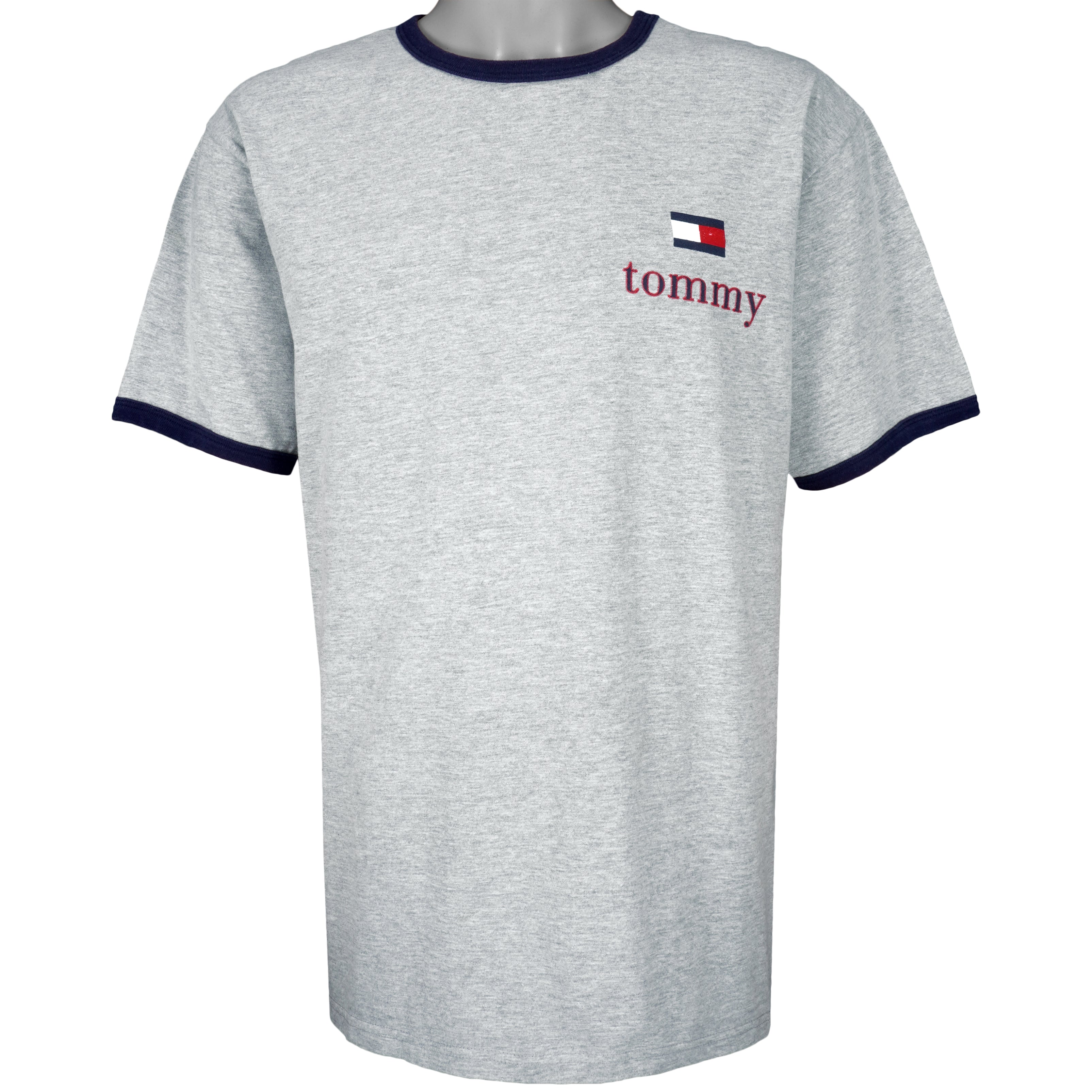 Tommy Hilfiger - Grey Tommy Jeans T-Shirt 1990s X-Large Vintage Retro