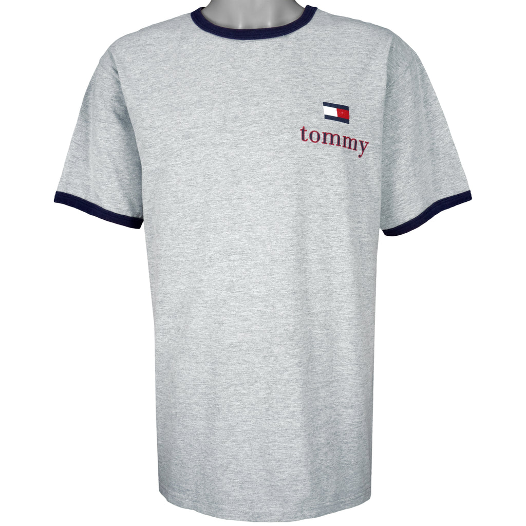 Tommy Hilfiger - Grey Tommy Jeans T-Shirt 1990s X-Large Vintage Retro