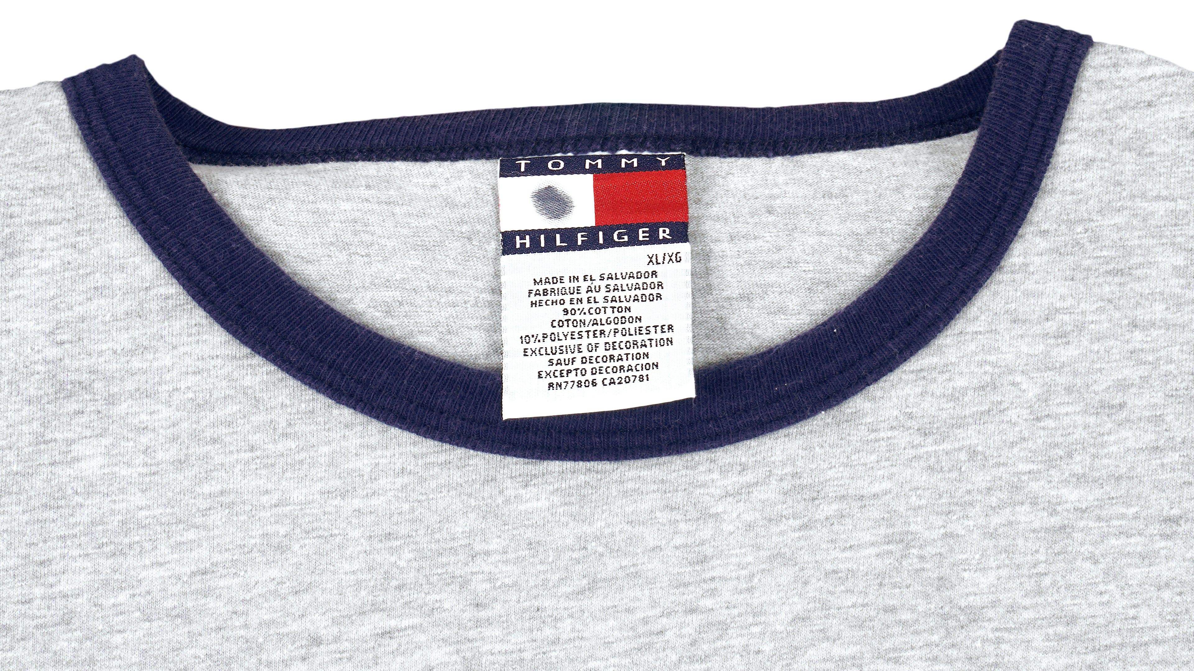 Tommy Hilfiger - Grey Tommy Jeans T-Shirt 1990s X-Large Vintage Retro