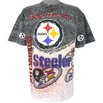 NFL (Magic Johnson T's) - Pittsburgh Steelers All Over prints T-Shirt 1990s Large