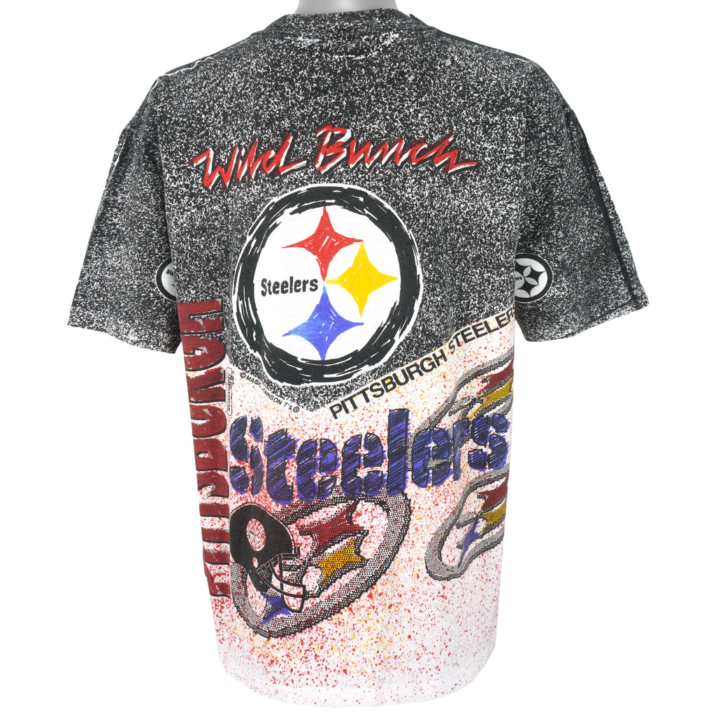 NFL (Magic Johnson Ts) - Pittsburgh Steelers All Over prints T-Shirt 1990s Large Vintage Retro Football