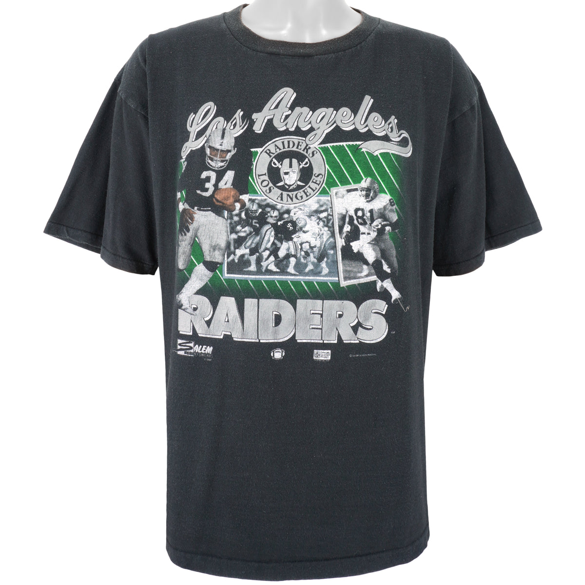 NFL (Salem) - Black Los Angeles Raiders T-Shirt 1990s X-Large Vintage Retro Football