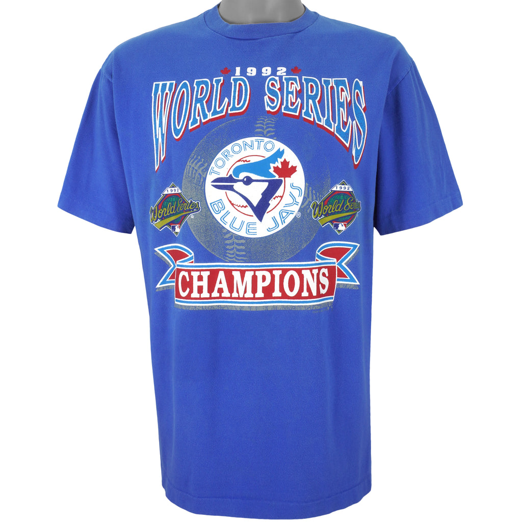 MLB (Waves) - Toronto Blue Jays Single Stitch T-Shirt 1992 Large Vintage Retro Baseball