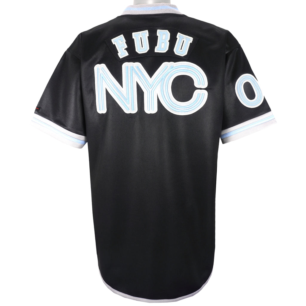 FUBU - Black NYC 05 Jersey T-Shirt 1990s Large Vintage Retro