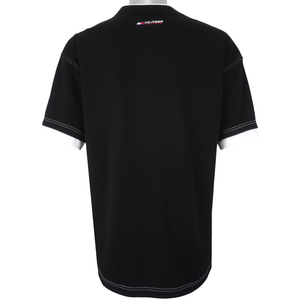 Tommy Hilfiger - Black Hilfiger Athletics T-Shirt X-Large Vintage Retro