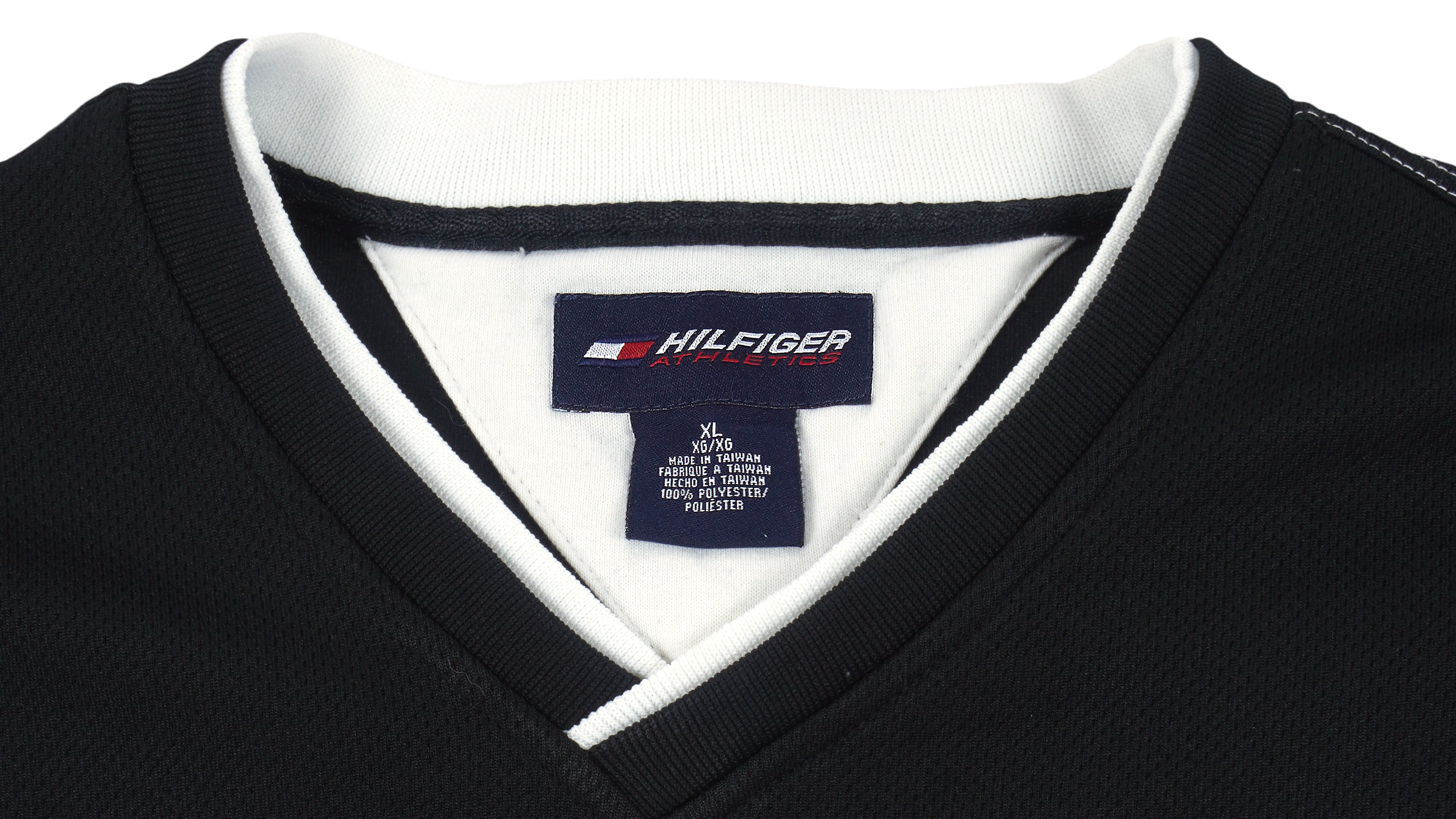 Tommy Hilfiger - Black Hilfiger Athletics T-Shirt X-Large Vintage Retro