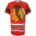 NHL (Salem) - Chicago Blackhawks Single Stitch T-Shirt 1990s Large Vintage Retro Basketball