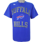 NFL (Pro Player) - Blue Buffalo Bills Single Stitch T-Shirt 1996 Large Vintage Retro Football