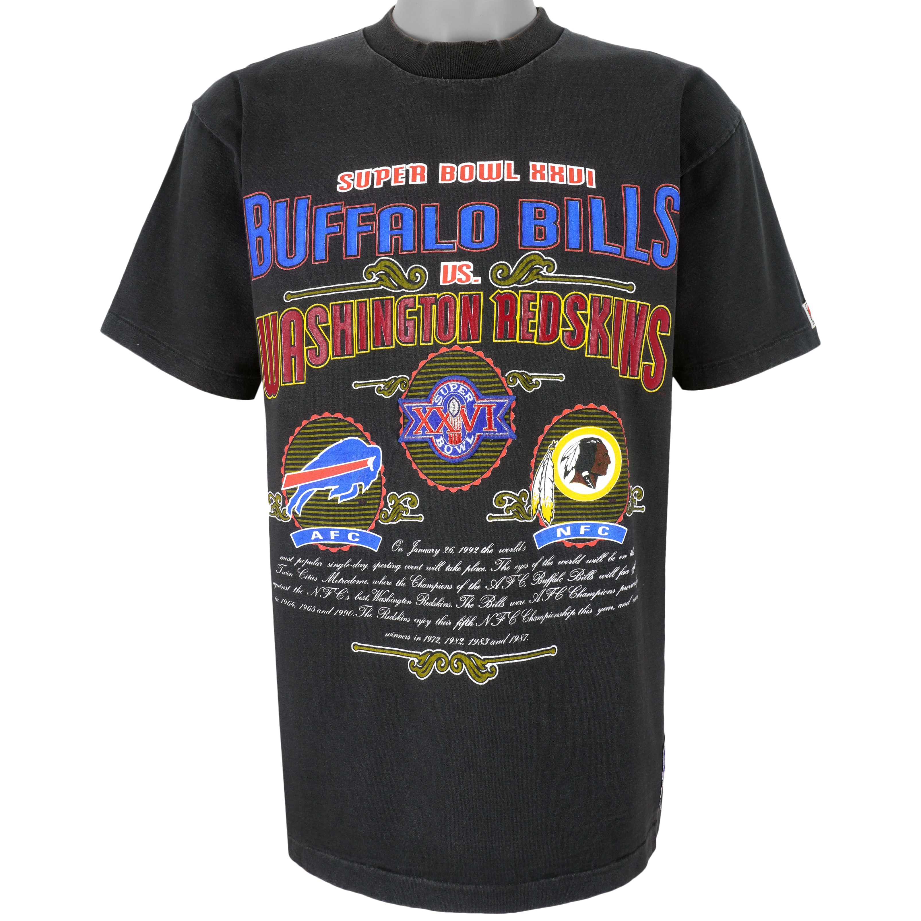 NFL (Nutmeg) - Buffalo Bills Super Bowl 26th T-Shirt 1990s Large Vintage Retro Football