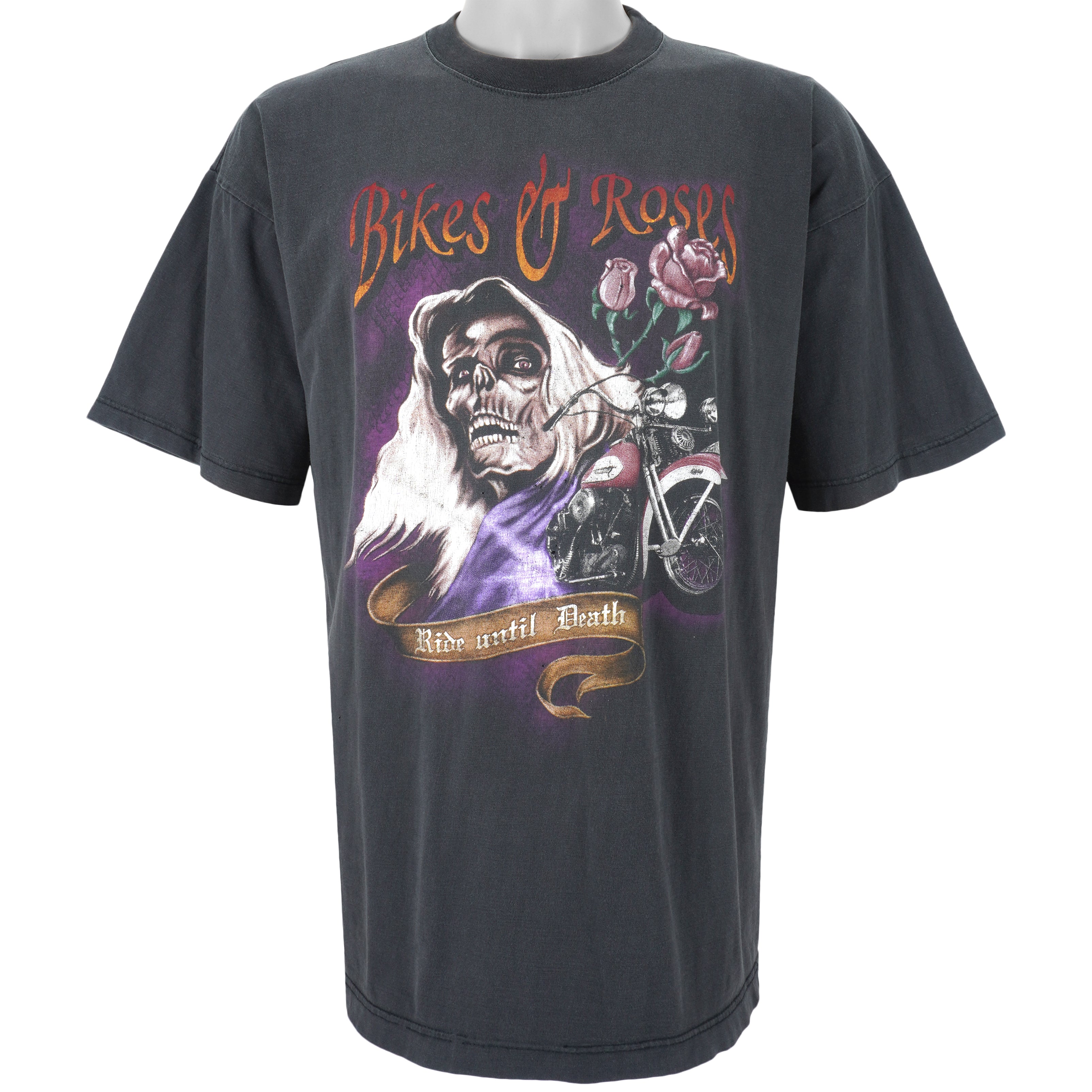 Vintage - Bikes and Roses Ride Until Death T-Shirt 1990s X-Large Vintage Retro