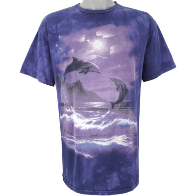 Vintage (The Mountain) - Dolphins Animal Print Tie Dye T-Shirt 1990s Large