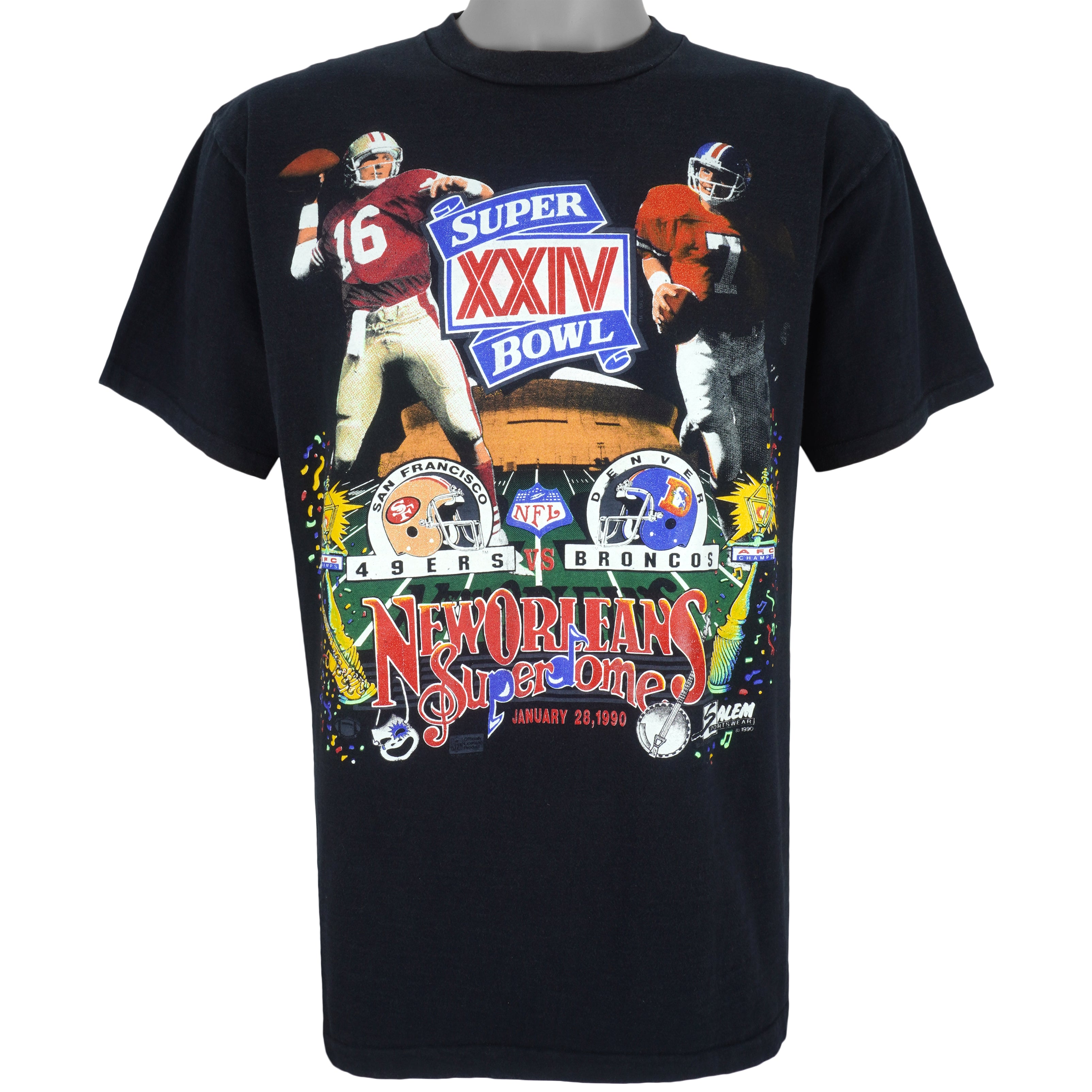 NFL (Salem) - 49ers VS Broncos Super Bowl 24th Single Stitch T-Shirt 1990 X-Large Vintage Retro