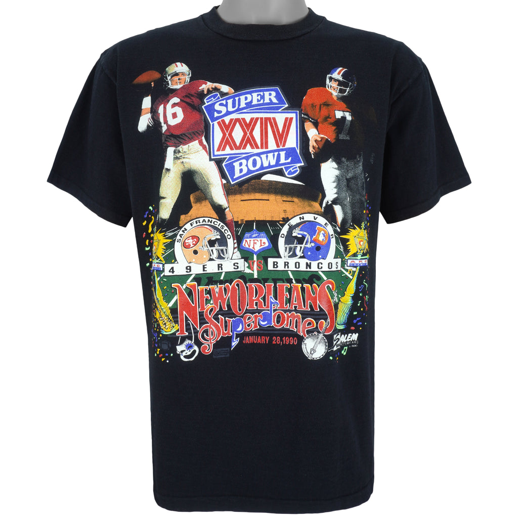 NFL (Salem) - 49ers VS Broncos Super Bowl 24th Single Stitch T-Shirt 1990 X-Large Vintage Retro