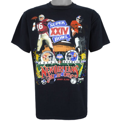 NFL (Salem) - 49ers VS Broncos Super Bowl 24th Joe Montana John Elway T-Shirt 1990 X-Large