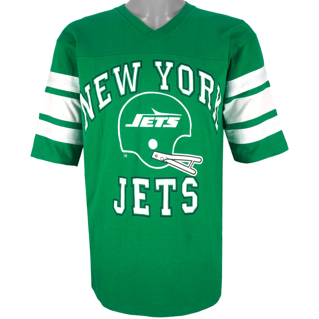 NFL (Logo 7) - New York Jets Single Stitch Jersey 1990s Large Vintage Retro Football