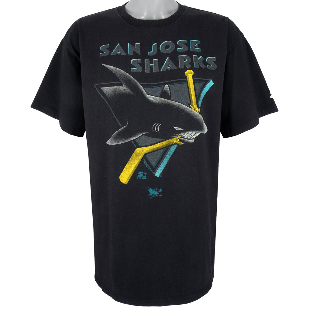 Starter - San Jose Sharks Single Stitch T-Shirt 1990s X-Large Vintage Retro Hockey