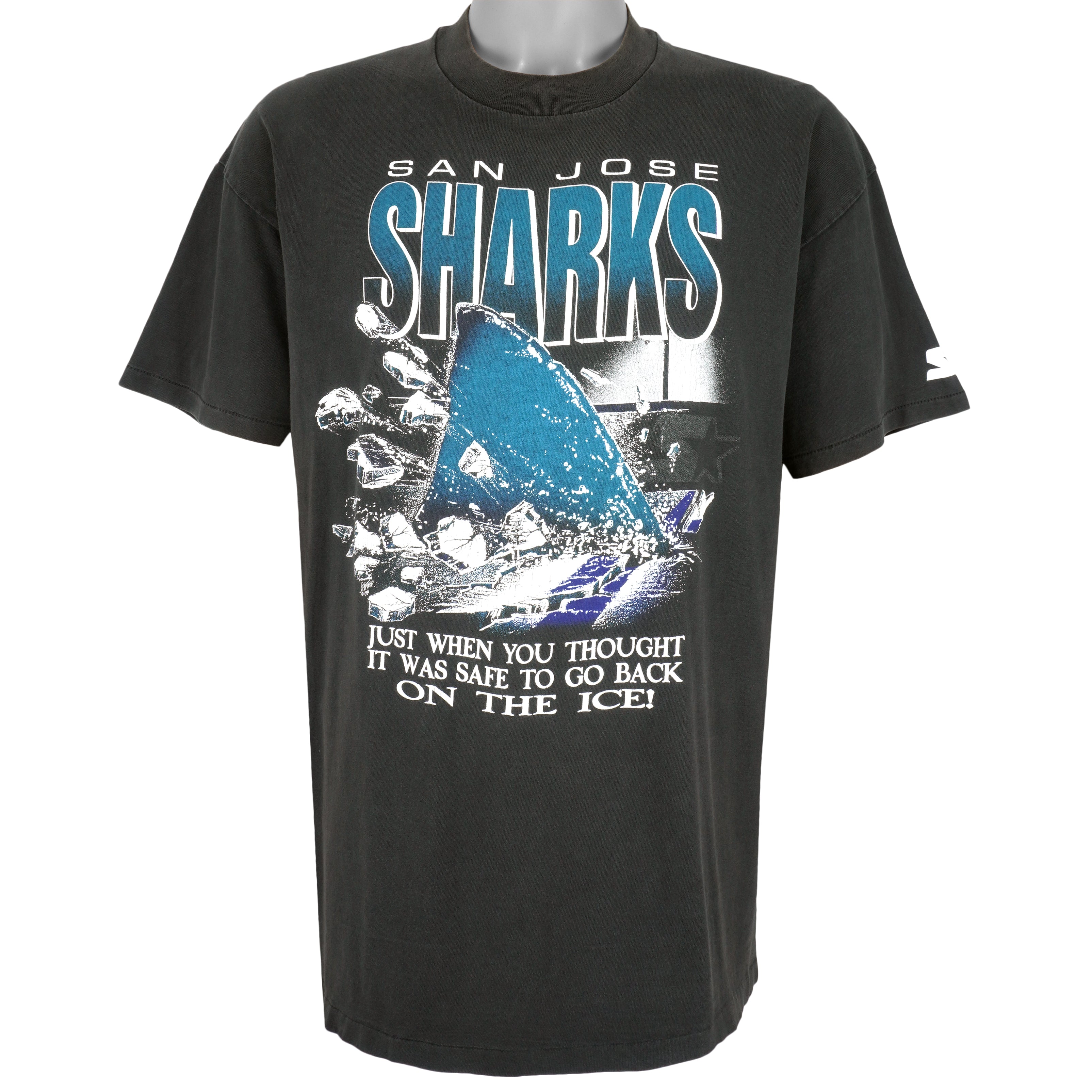Starter - San Jose Sharks Big Logo Single Stitch T-Shirt 1990s X-Large Vintage Retro Hockey