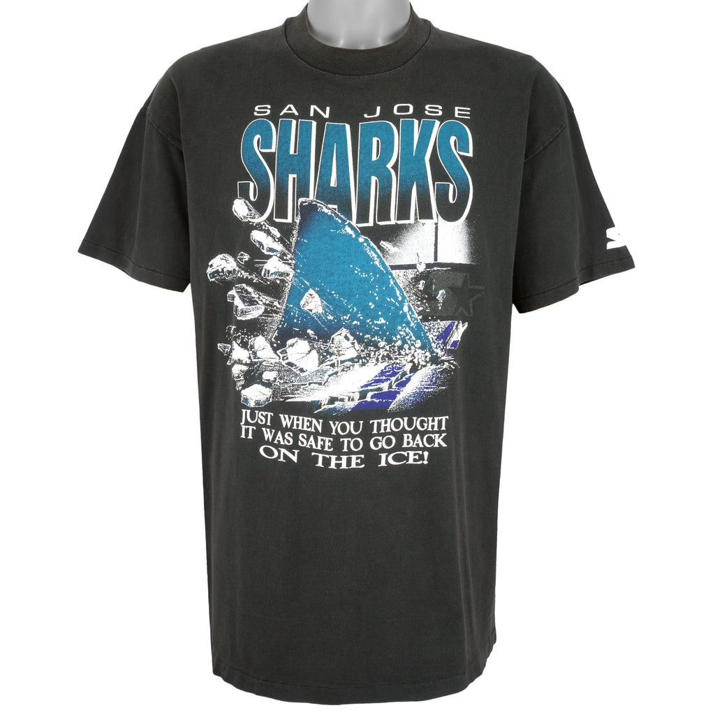 Starter - San Jose Sharks Big Logo Single Stitch T-Shirt 1990s X-Large Vintage Retro Hockey