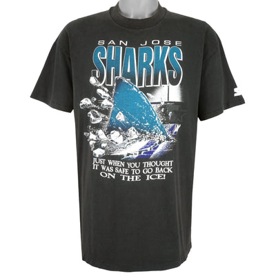 Starter - San Jose Sharks Big Logo Single Stitch T-Shirt 1990s X-Large