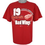 NHL (Joy Athletic) - Detroit Red Wings Steve Yzerman T-Shirt 1990s Large Vintage Retro Hockey