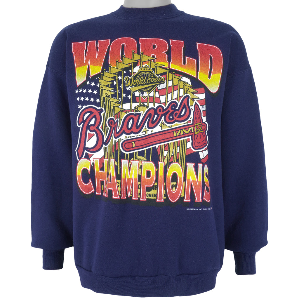 MLB (Hanes) - Braves World Champions Crew Neck Sweatshirt 1995 X-Large Vintage Retro Baseball