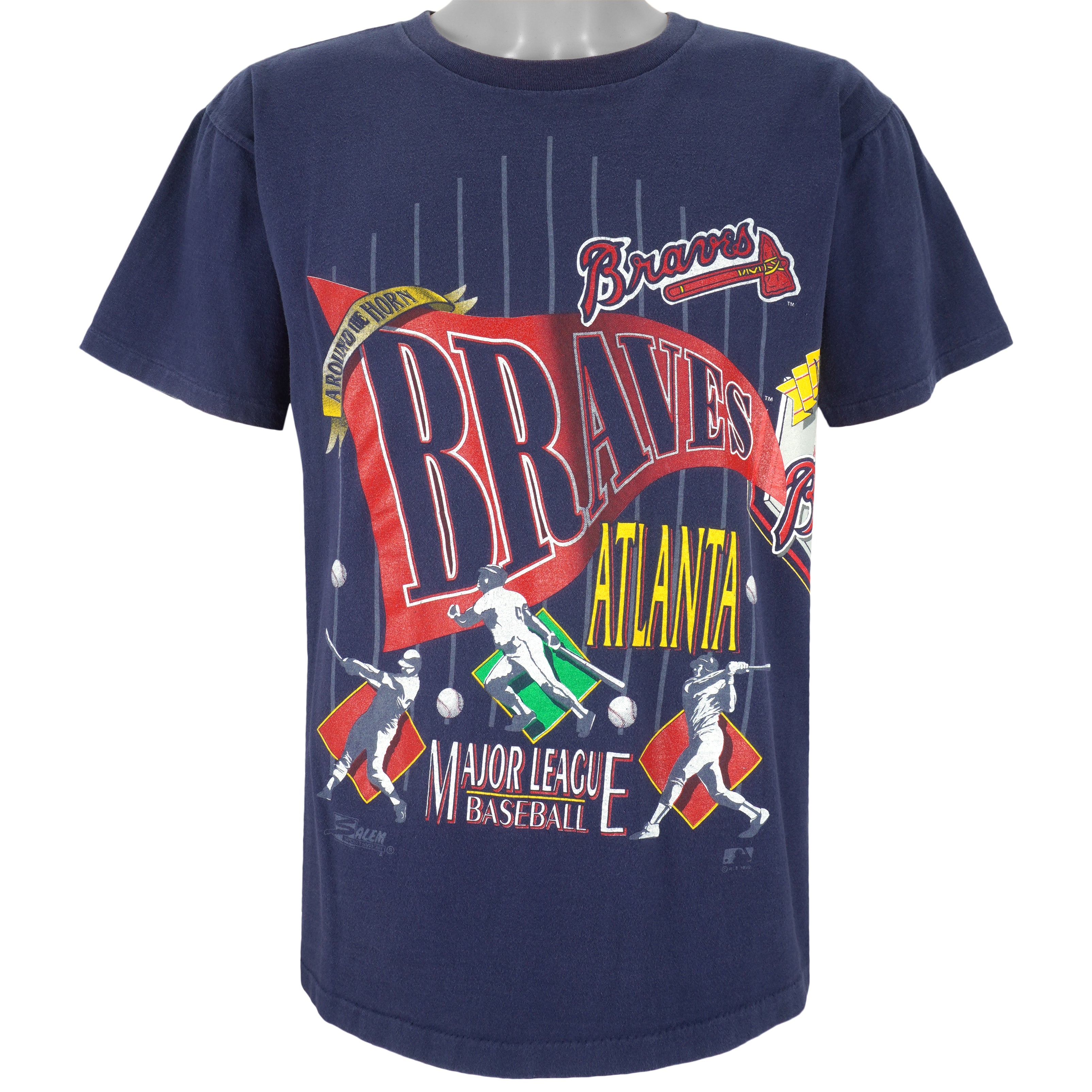 Vintage 1992 Atlanta Braves MLB T-Shirt Salem Sportswear Blue Size XL