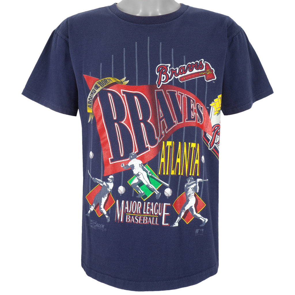 MLB (Salem) - Atlanta Braves Around The Horn T-Shirt 1990s Large Vintage Retro Baseball