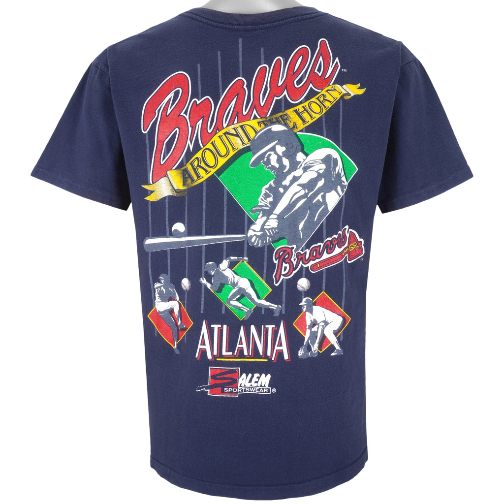 MLB (Salem) - Atlanta Braves Around The Horn T-Shirt 1990s Large Vintage Retro Baseball