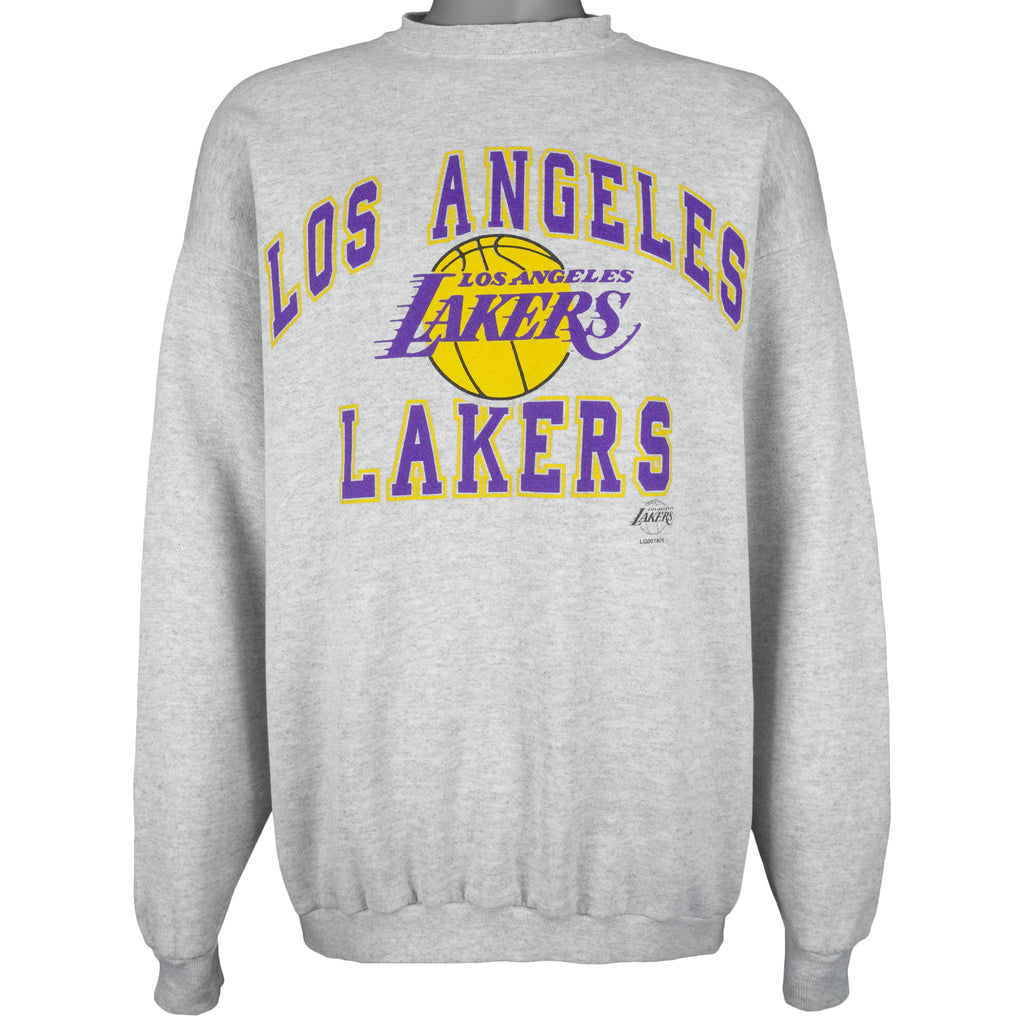 NBA (Logo 7) - Los Angeles Lakers Crew Neck Sweatshirt 1990s X-Large Vintage Retro Basketball