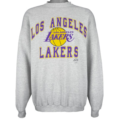 NBA (Logo 7) - Los Angeles Lakers Crew Neck Sweatshirt 1990s X-Large