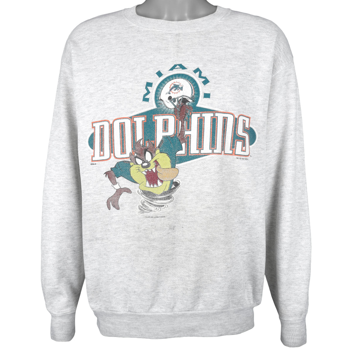 NFL - Miami Dolphins X Tasmanian Devils Crew Neck Sweatshirt 1990s Large Vintage Retro Football