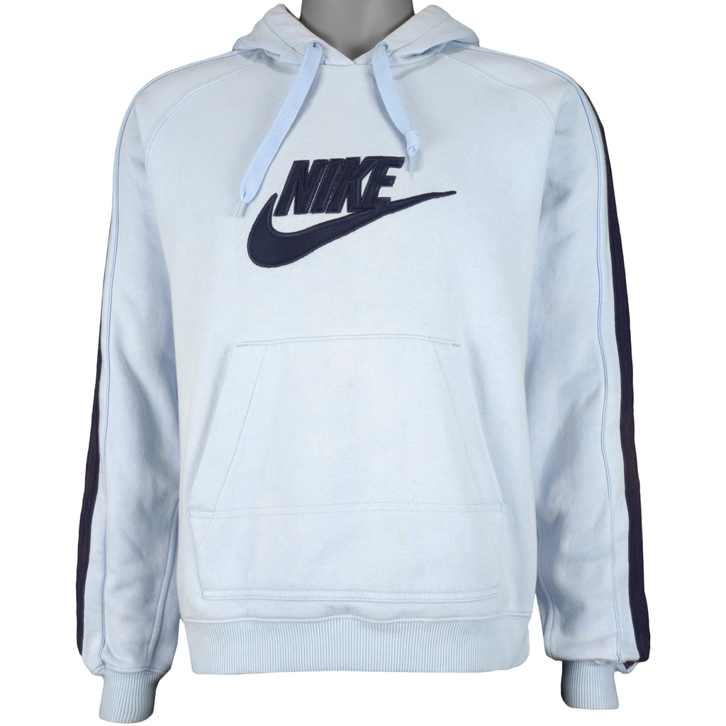 Nike -White Big Logo Hooded Sweatshirt 1990s Medium Vintage Retro
