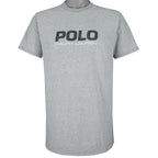 Ralph Lauren - Grey Big Logo T-Shirt 1990s Medium Vintage Retro
