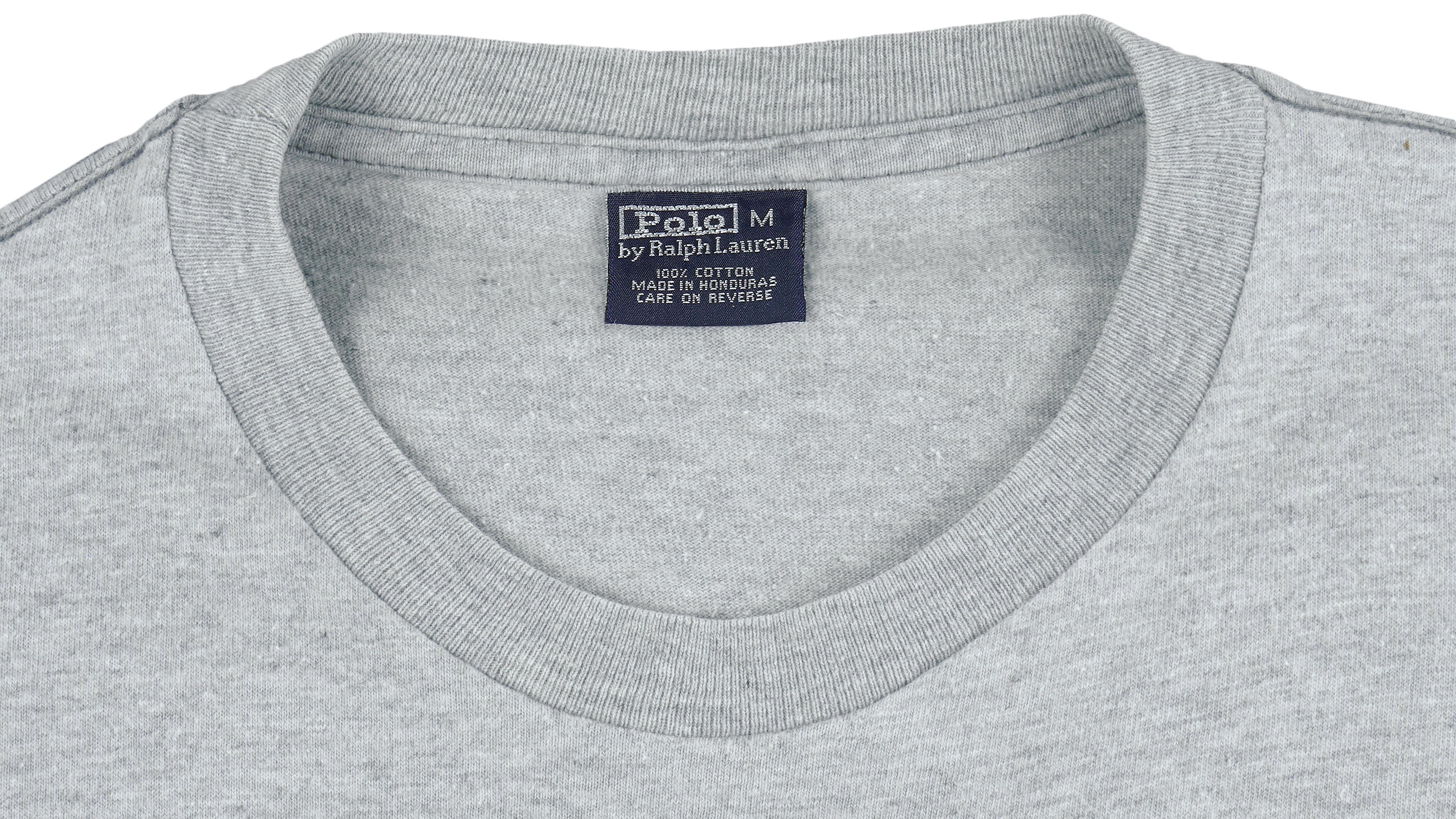 Ralph Lauren - Grey Big Logo T-Shirt 1990s Medium Vintage Retro