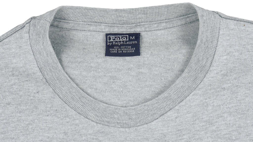 Ralph Lauren - Grey Big Logo T-Shirt 1990s Medium Vintage Retro