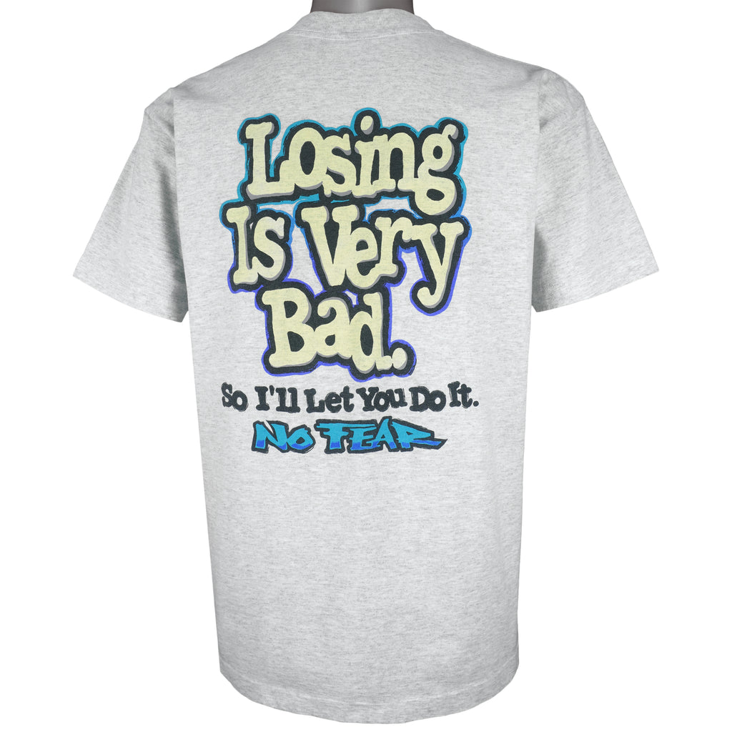 Vintage (No Fear) - Grey Loosing Is Very Bad T-Shirt 1990s X-Large Vintage Retro