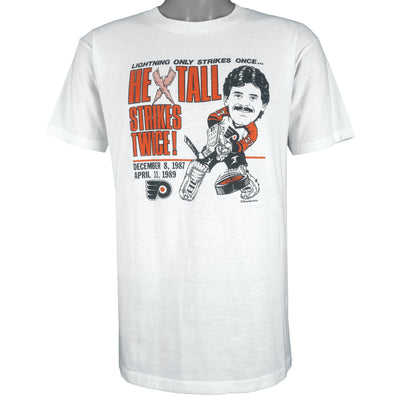 NHL (My Shirt) - Philadelphia Flyers Hextall Strikes Twice T-Shirt 1980s X-Large