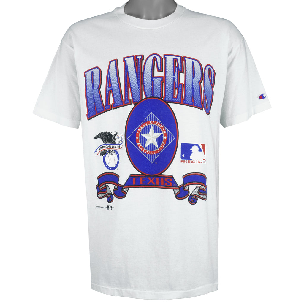 Champion - Texas Rangers Single Stitch T-Shirt 1990s Large Vintage Retro Baseball