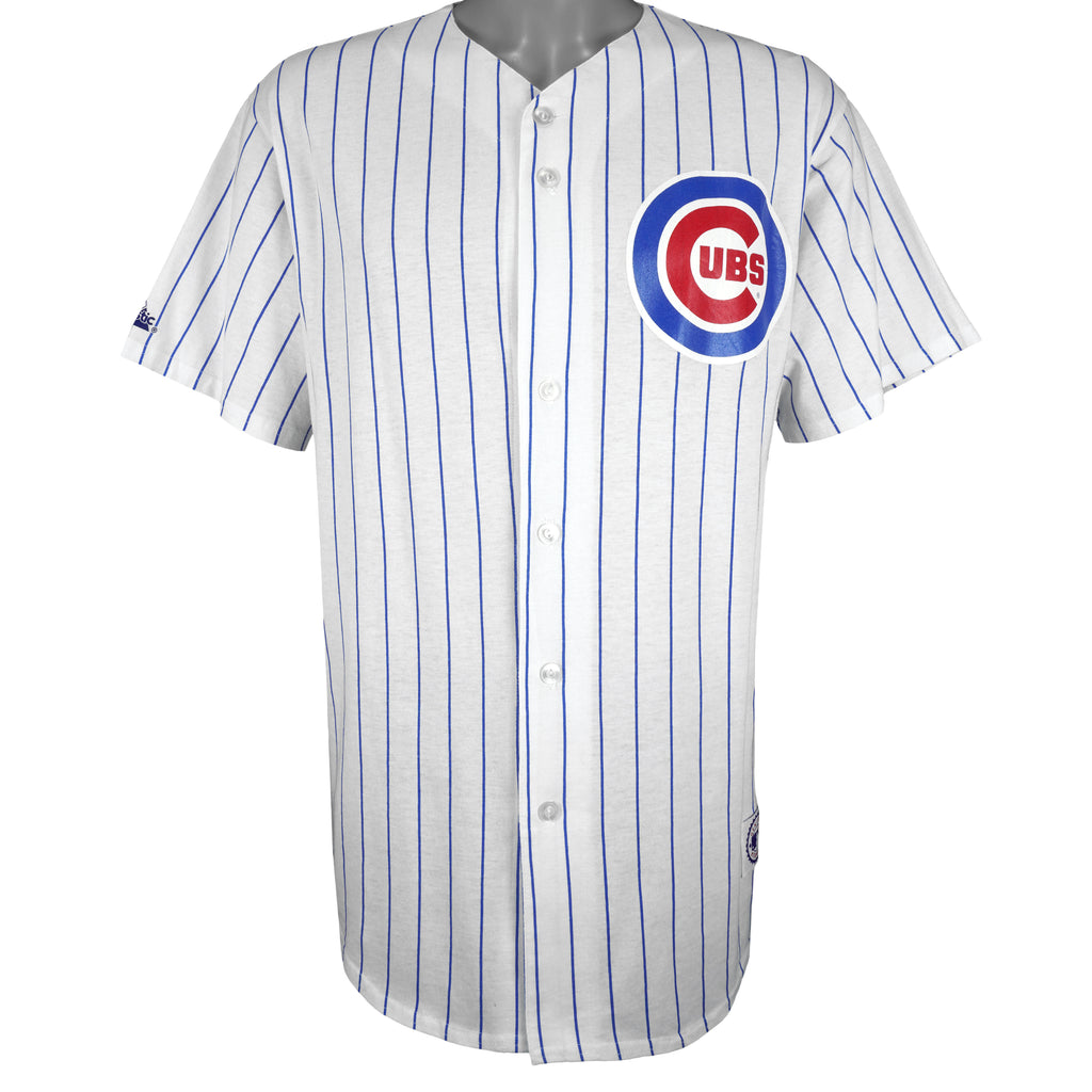 MLB (Majestic) - Chicago Cubs Pin Stripes Jersey 1990s X-Large Vintage Retro Baseball