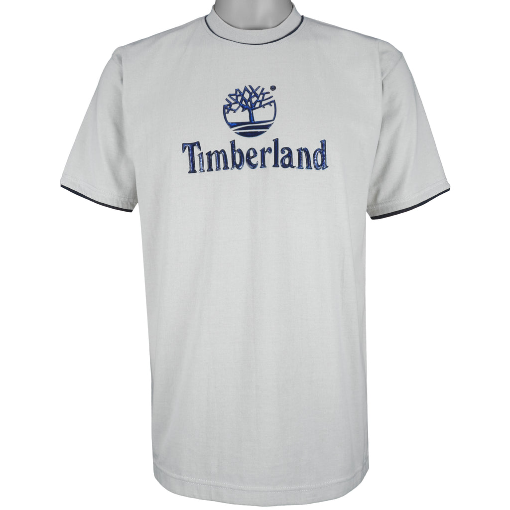 Timberland - White Big Logo T-Shirt 1990s Large Vintage Retro