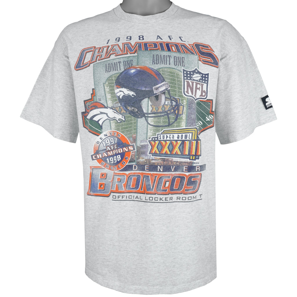 Starter - Denver Broncos AFC Champions T-Shirt 1998 Large Vintage Retro Football