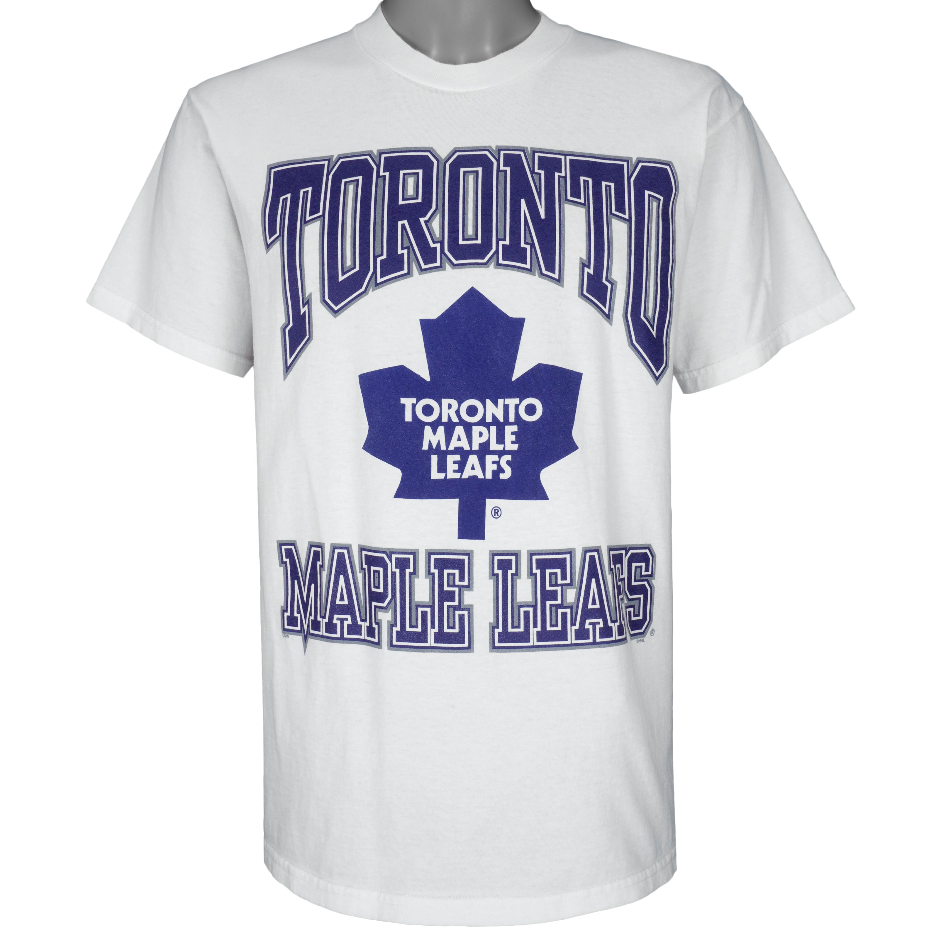 NHL (Hanes) - Toronto Maple Leafs Big Logo T-Shirt 1990s Large Vintage Retro Hockey