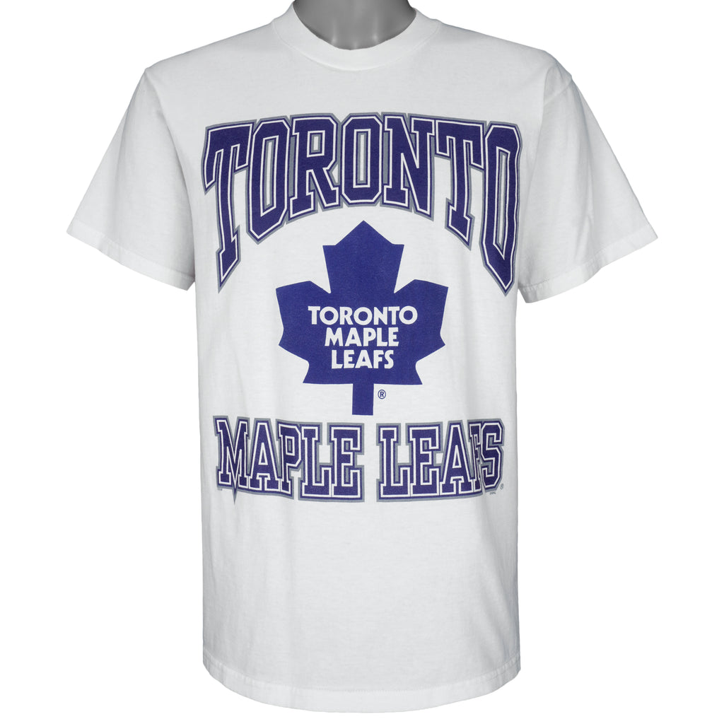 NHL (Hanes) - Toronto Maple Leafs Big Logo T-Shirt 1990s Large Vintage Retro Hockey