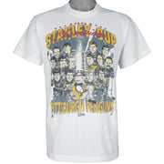 NHL - Pittsburgh Penguins Champions Caricature T-Shirt 1991 Large Vintage Retro Hockey