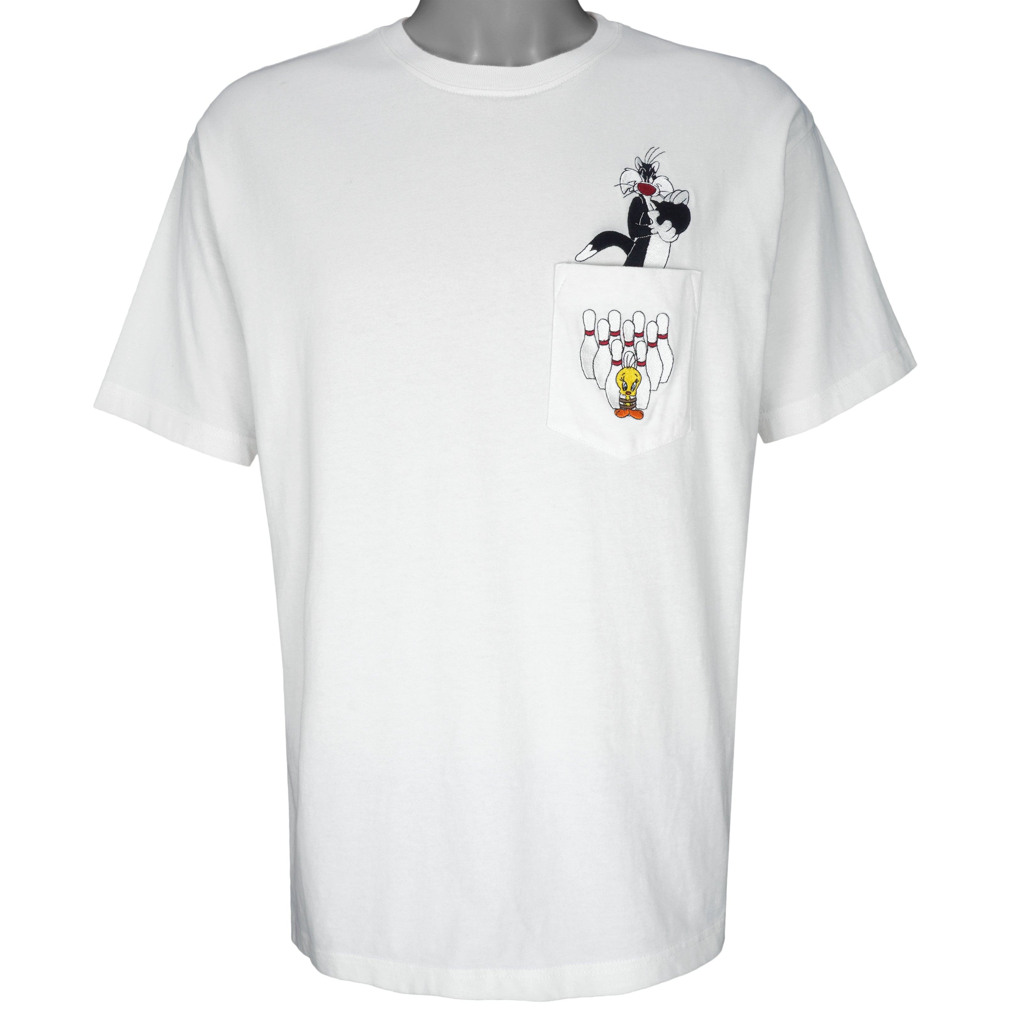 Looney Tunes - Sylvester VS Tweety T-Shirt 1990s Medium Vintage Retro