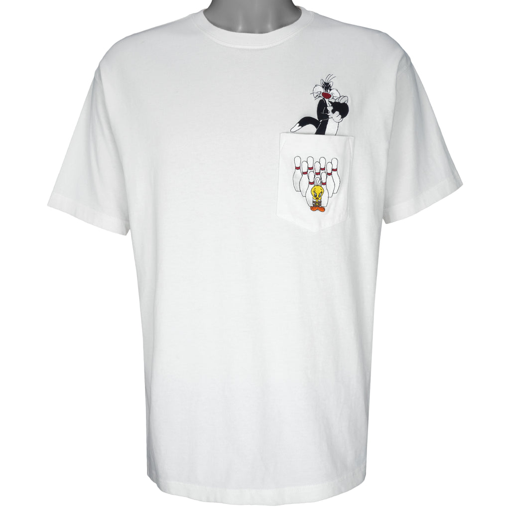 Looney Tunes - Sylvester VS Tweety T-Shirt 1990s Medium Vintage Retro