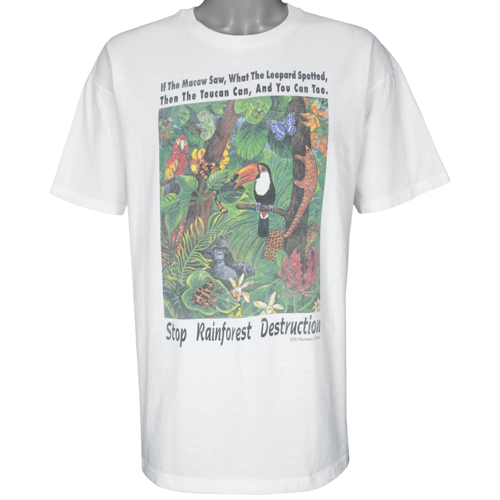 Vintage - Stop Rainforest Destruction Single Stitch T-Shirt 1993 X-Large Vintage Retro