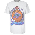 NBA (Pro Player) - Grey Utah Jazz Single Stitch T-Shirt 1990s Large